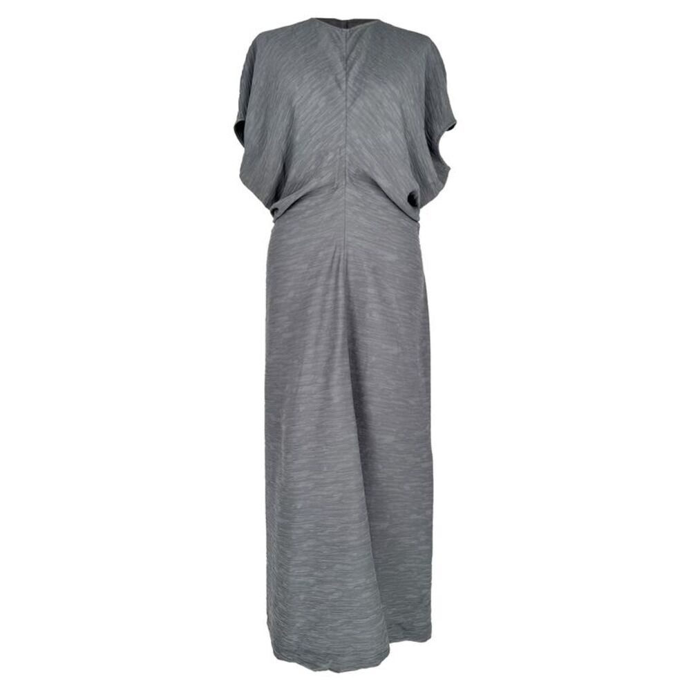 Totême Slouch-Waist Crinkled Maxi Dress in Grey Viscose